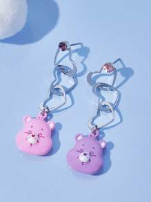 SHEIN X Care Bears 3pairs/set Cute 3d Earrings & Ear Cuffs - Multicolor - View 4