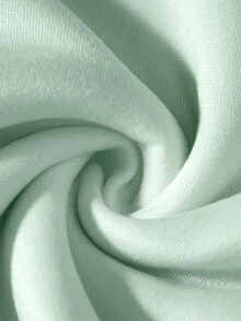 SHEIN EZwear 字母圖案加絨內裏運動衫 - 綠色 - 查看 3