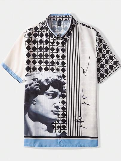 Street Life Men Argyle Figure Graphic Shirt