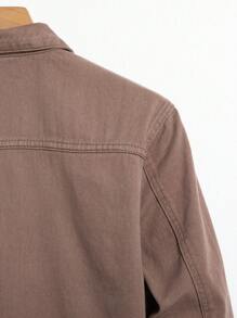 Manfinity Men Pocket Patched Denim Jacket Without Tee - Khaki - View 4