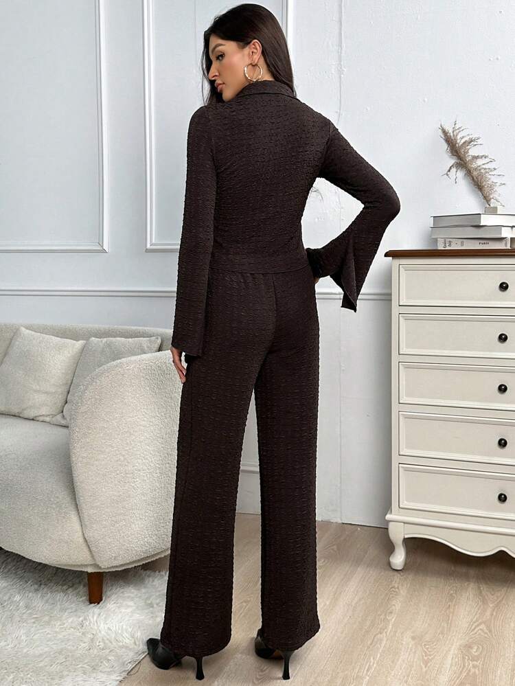 Button Front Tee & Drawstring Waist Pants