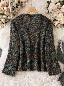 SHEIN LUNE Áo khoác cardigan thả vai Space Dye cỡ lớn - Nhiều màu - Xem 2