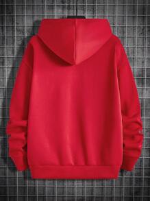 Manfinity VCAY Felpa oversize casual da uomo con stampa a cuori per San Valentino, adatta per coppie - Rosso - Visualizzare 4