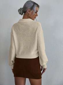 EMERY ROSE Rhinestone Detail Drop Shoulder Sweater,Long Sleeve Tops Knit Pullover Fall Winter Outfit