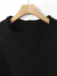 SHEIN Clasi Plus Solid Drop Shoulder Sweater Knit Pullover Fall Winter Sweater - Black - View 5