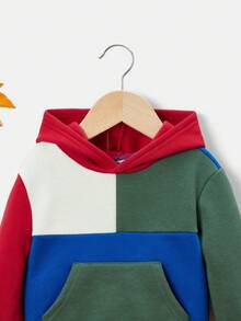 SHEIN 男嬰撞色袋鼠口袋連帽衫和運動褲 - 彩色 - 查看 3