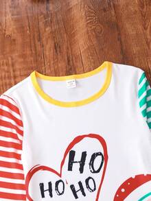 Tween Girl Striped & Christmas Print Snug Fit PJ Set - Multicolor - View 5