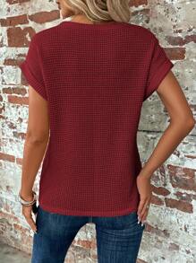 SHEIN LUNE Solid Batwing Sleeve Cross Wrap Tee