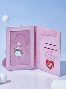 SHEIN X Care Bears 可爱卡通印花小号粉色 PVC 护照夹防丢失旅行钱包、欢呼熊、礼物 - 粉色 - 查看 5