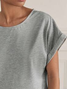 RueChic 純色蝙蝠翼袖T恤 - 灰色 - 查看 4