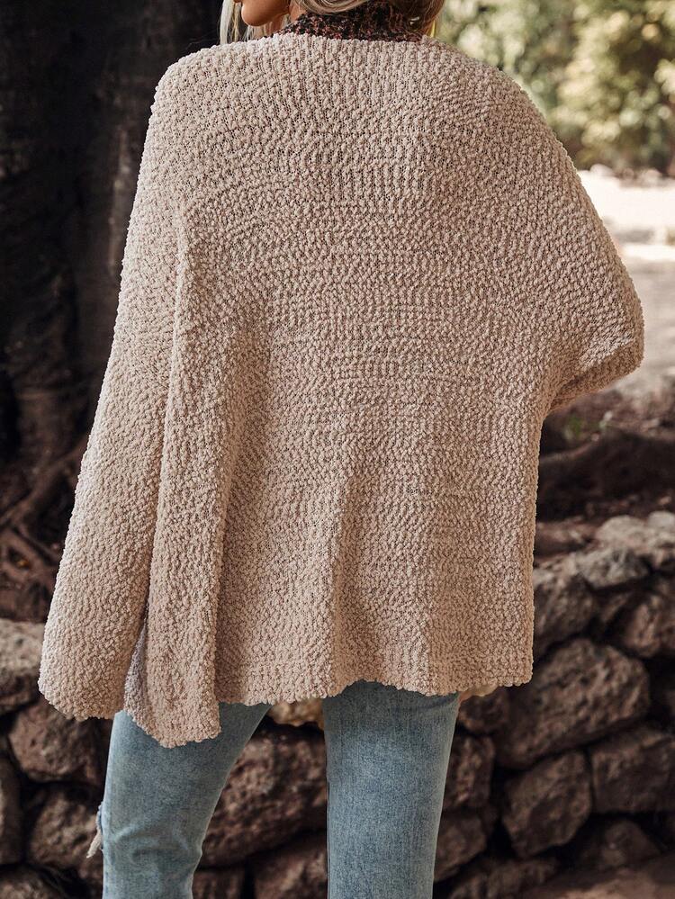 Contrast Trim Drop Shoulder Cardigan