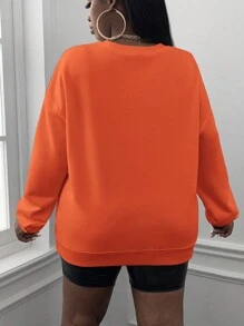 Slaydiva 休閒卡通大碼運動衫 - 玫紅色 - 查看 2