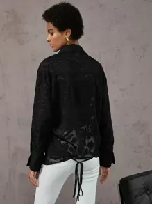 Aveloria 提花圍裹式交叉落肩襯衫