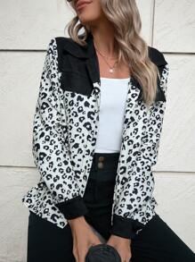 SHEIN LUNE Leopard Print Button Front Coat - Multicolor - View 4