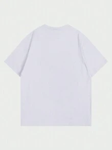 ROMWE MEN Grunge Punk Men Figure Graphic Drop Shoulder Tee, School - White - View 2