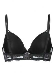 Floral Lace Harness Bra - Black - View 2