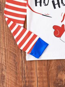 Tween Girl Striped & Christmas Print Snug Fit PJ Set - Multicolor - View 3