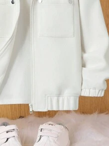 SHEIN 男大童1入組雙口袋拉鍊花呢外套 - 米色 - 查看 6