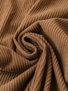 SHEIN LUNE Plus Solid Slant Pocket Wide Leg Pants - Khaki - View 5