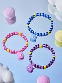 SHEIN X Care Bears 3pcs/set Cute 3d Beaded Bracelets - Multicolor - View 1