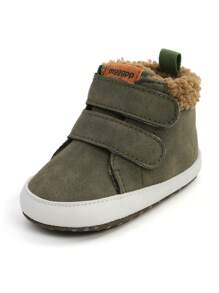 Newborn Infant Boys' And Girls' Thermal Lined Boots, Soft, Warm, Non-Slip Floor Shoes For Infants And Toddlers, Indoor And Outdoor - Army Green - View 2