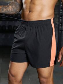 Gym Rark Men Contrast Side Seam Sports Shorts Sweat Pants Black Shorts - Black - View 4