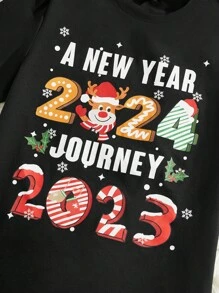 Manfinity VCAY 男士聖誕圖案T恤 - 黑色 - 查看 5