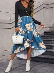 SHEIN Unity 印花交疊領洋裝 - 彩色 - 查看 5