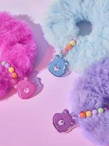 SHEIN X Care Bears Beaded Plush Hair Ties, 3pcs - Multicolor - View 4