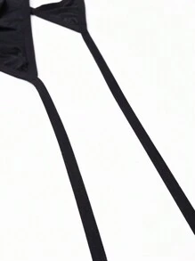 Men's Naughty Plain Black Knitted Fabric Thongs With Knot Details And Medium Stretch - Black - View 5