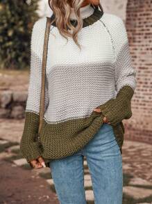 SHEIN LUNE Jersey de color combinado de manga raglán - Multicolor - Ver 4