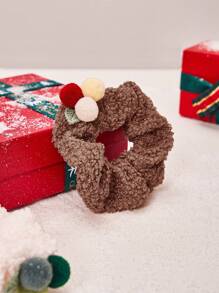 2pcs Kids Plush Ball Leaves Decor Simple Scrunchie For Autumn Winter - Multicolor - View 5