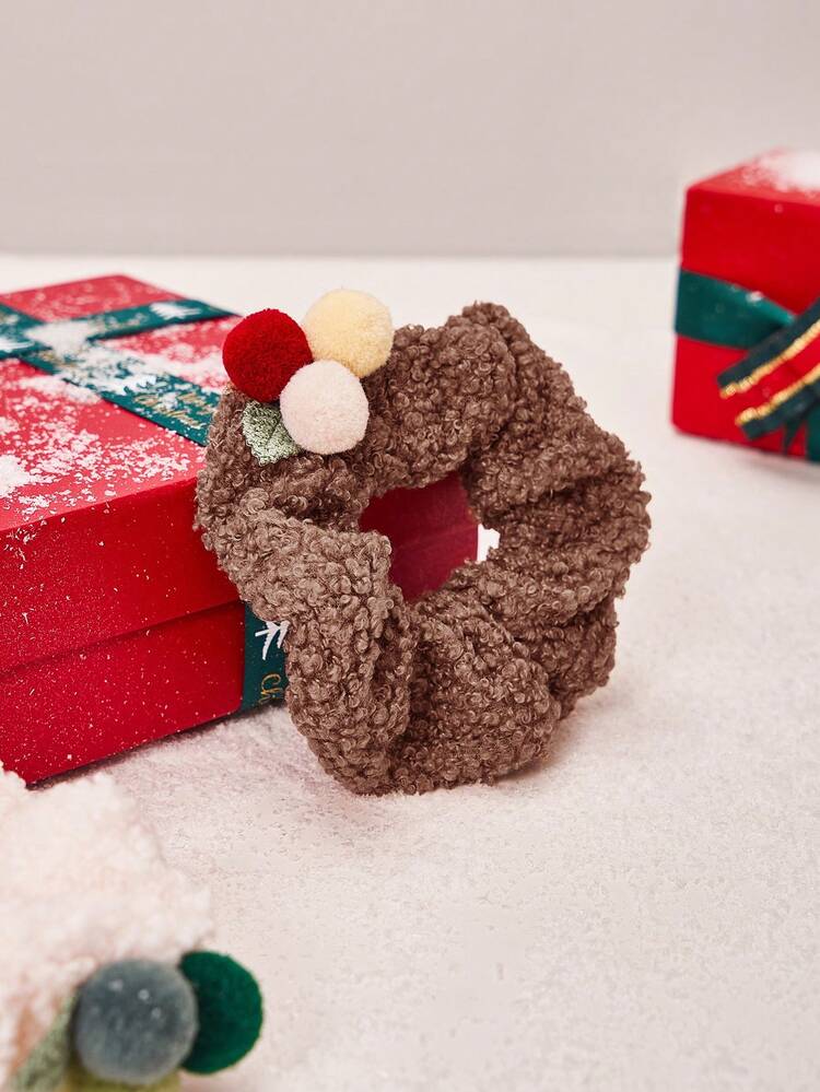 Niños 2 piezas Coletero pelota de peluche hojas adorno simple para otoño invierno - Multicolor - Añade 5