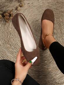 Women's Flat Shoes - Coffee Brown - View 1