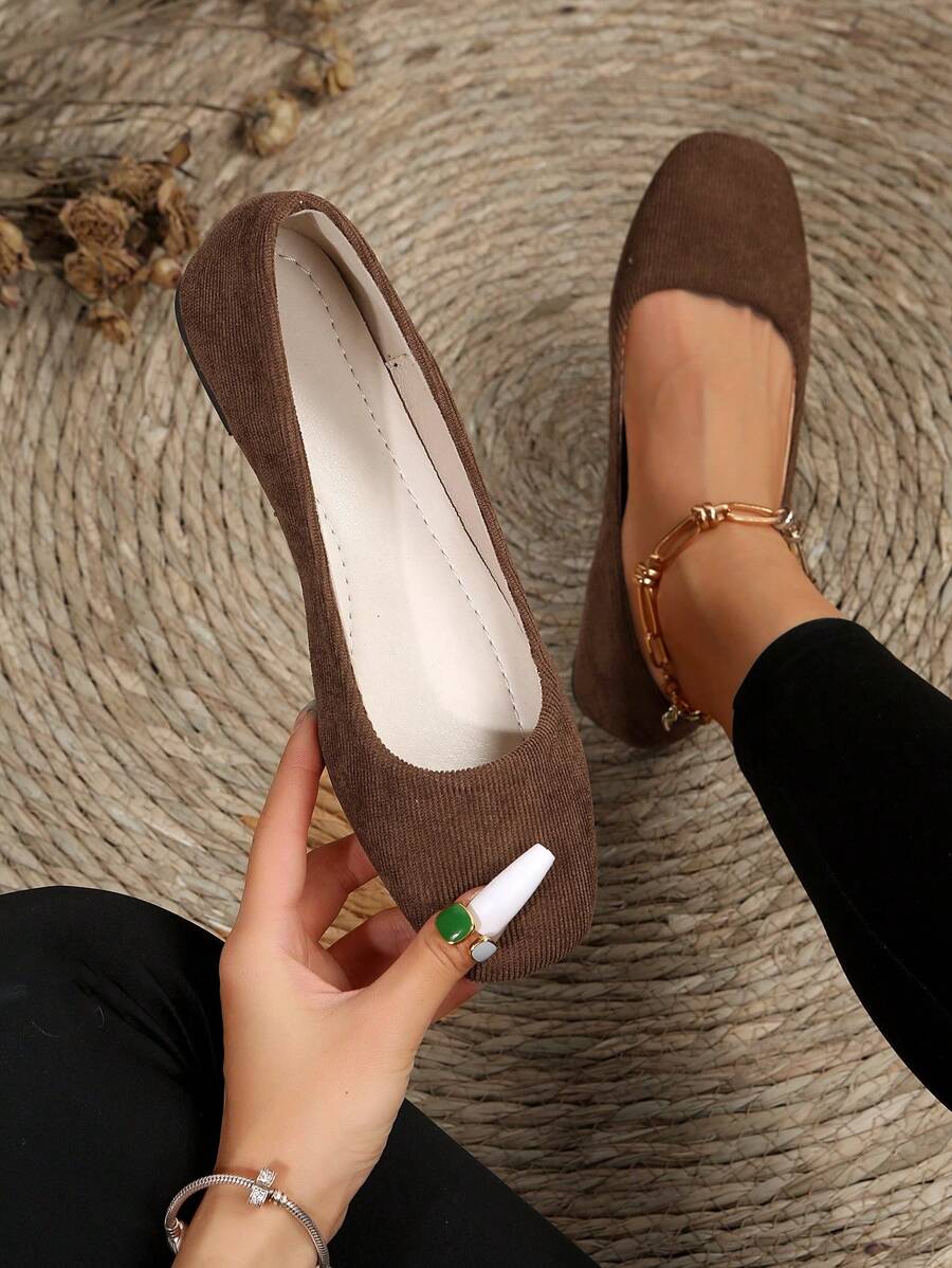 Women's Flat Shoes - Coffee Brown - View 1