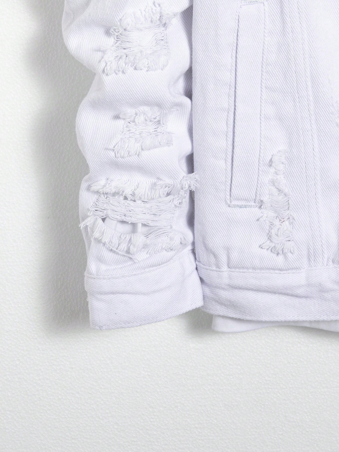 Manfinity Hypemode Men Flap Pocket Ripped Denim Jacket Without Tee