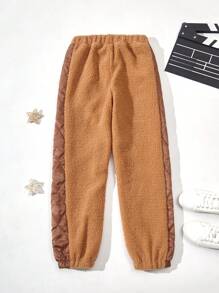 Tween Boy Contrast Side Seam Fleece Pants - Brown - View 2