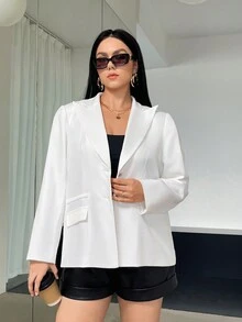 SHEIN Privé Hơn Cổ áo Chi tiết về Flap Áo vest - trắng - Xem 5