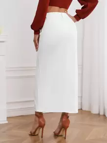SHEIN Frenchy High Waist Split Thigh Denim Skirt