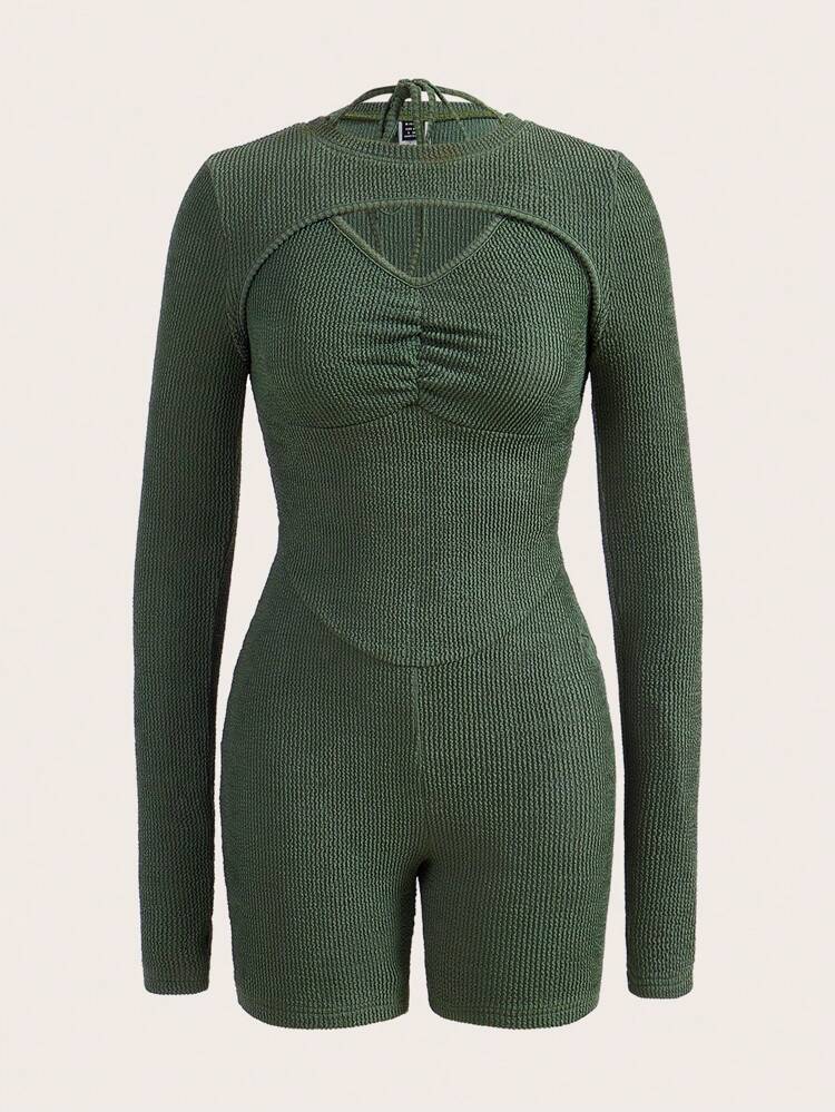 Solid Halter Romper & Super Crop Top