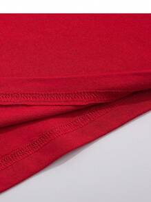 SHEIN LUNE Christmas Print Tee - Red - View 6