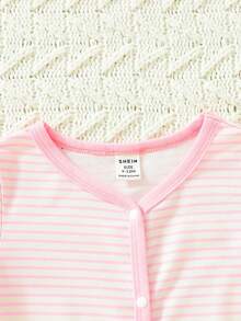 女嬰3入組卡通圖案前紐扣連身褲禮品套裝