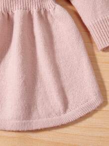 Baby Girl Ruffle Trim Cable Knit Sweater Dress