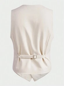 Manfinity VCAY Men Solid Blazer & Tie Waist Pants - Beige - View 8