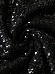 SHEIN Unity 大碼開衩袖亮片緊身連衣裙 - 黑色 - 查看 5