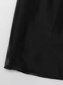 SHEIN Tween Girl Floral Print Square Neck Flounce Sleeve Organza Overlay Dress - Black - View 6