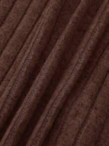 SHEIN Tween Boy Patch Decor Round Neck Long Sleeve Ribbed Casual Knit T-Shirt Fall Winter - Brown - View 6