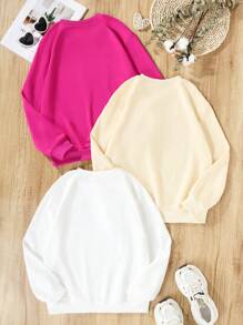 SHEIN Tween Girl 3pcs Cartoon Graphic Sweatshirt - Multicolor - View 2