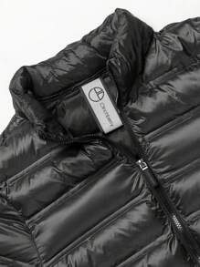 男士拉链连帽夹棉大衣 - 黑色 - 查看 7