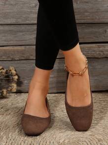 Women's Flat Shoes - Coffee Brown - View 3